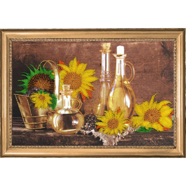 Bead embroidery kit Sunflower oil DIY - DIY-craftkits