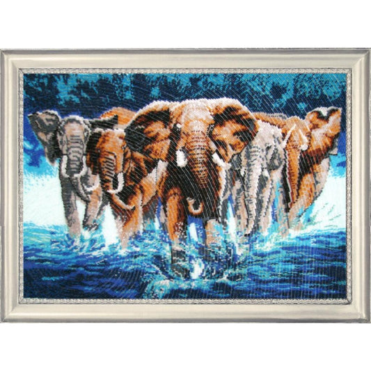 Bead embroidery kit Elephants DIY Beadwork Beading Bead stitching - DIY-craftkits