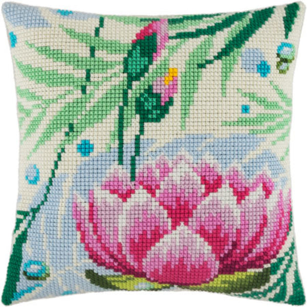 Cross stitch kit Pillow "Lotus" DIY Printed canvas - DIY-craftkits