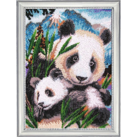 Bead embroidery kit Pandas DIY Beadwork Beading Bead stitching - DIY-craftkits