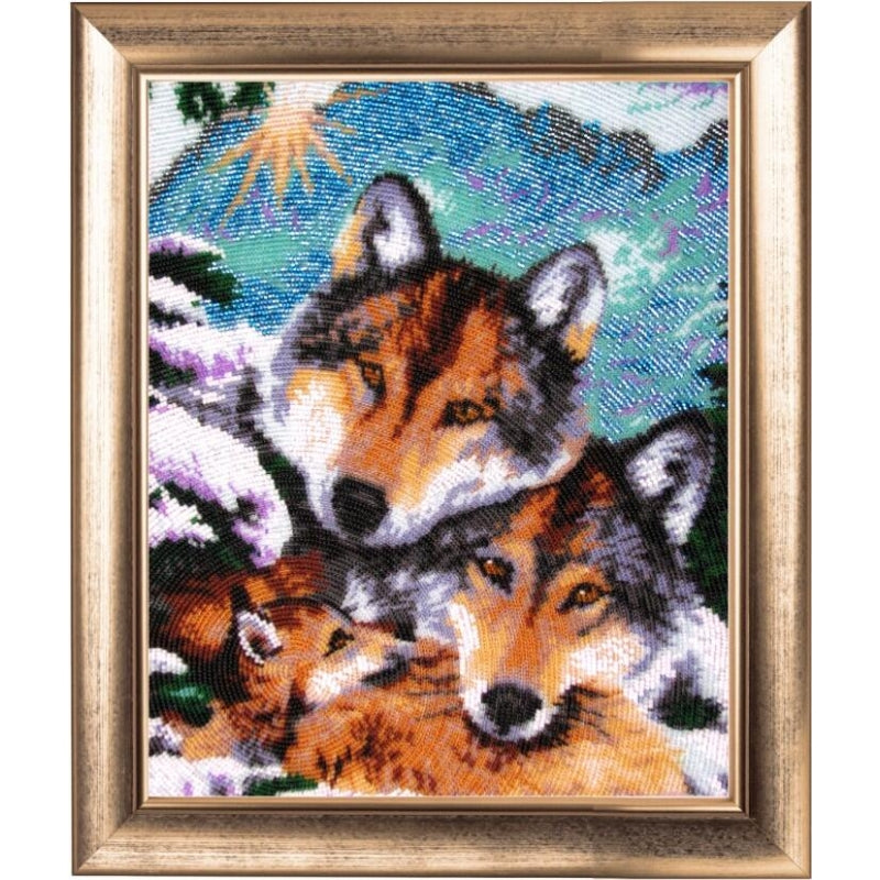 Bead embroidery kit Wolves DIY Beadwork Beading Bead stitching - DIY-craftkits