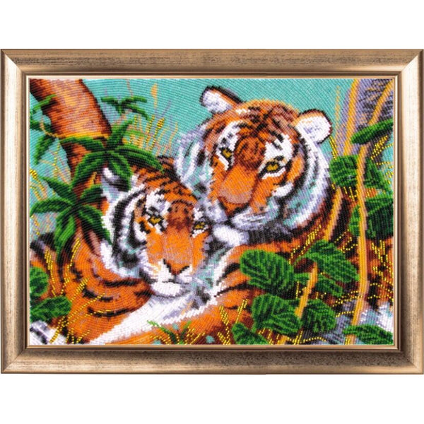 Bead embroidery kit Tigers DIY Beadwork Beading Bead stitching - DIY-craftkits