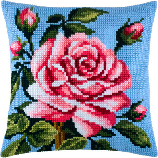 Cross stitch kit Pillow "Rose" DIY Printed canvas - DIY-craftkits