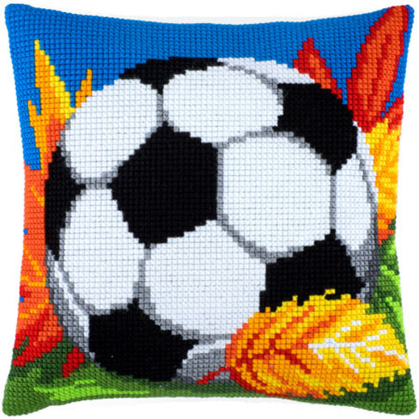 Cross stitch kit Pillow "Football" DIY Printed canvas - DIY-craftkits