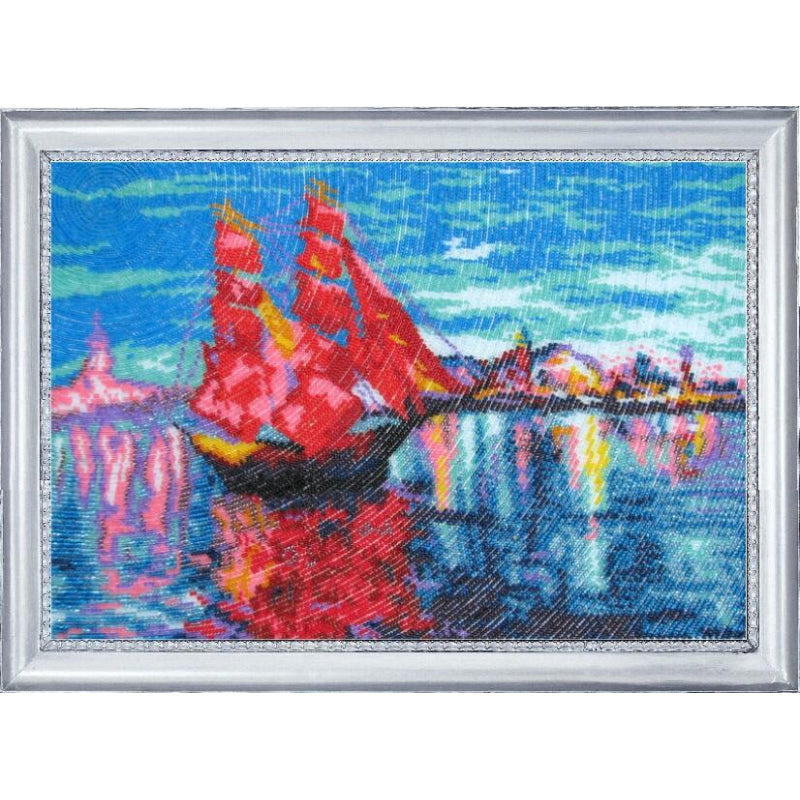 Bead embroidery kit Scarlet Sails DIY Beadwork Beading Bead stitching - DIY-craftkits