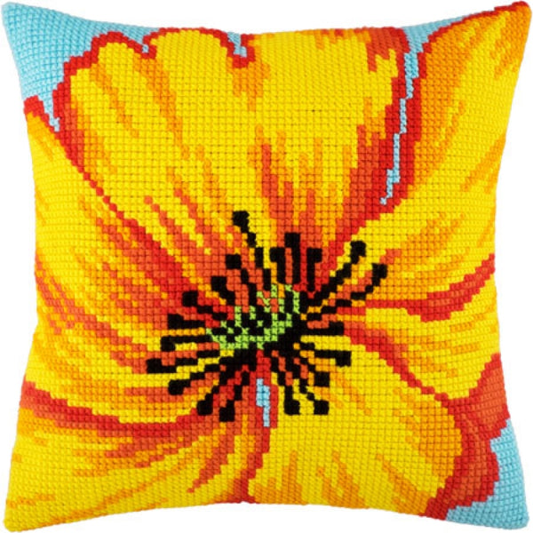 Cross stitch kit Pillow "Yellow flower" DIY Printed canvas - DIY-craftkits