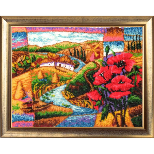 Bead embroidery kit Rural landscape DIY - DIY-craftkits