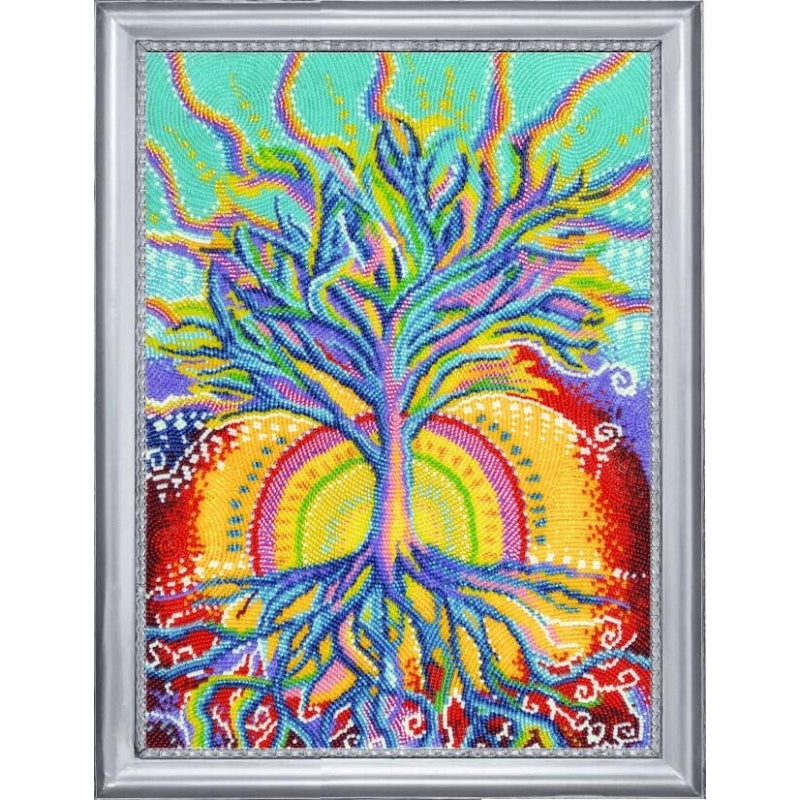 Bead embroidery kit Solar tree DIY Beadwork Beading Bead stitching - DIY-craftkits