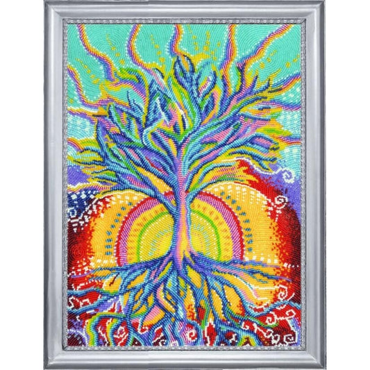 Bead embroidery kit Solar tree DIY Beadwork Beading Bead stitching - DIY-craftkits