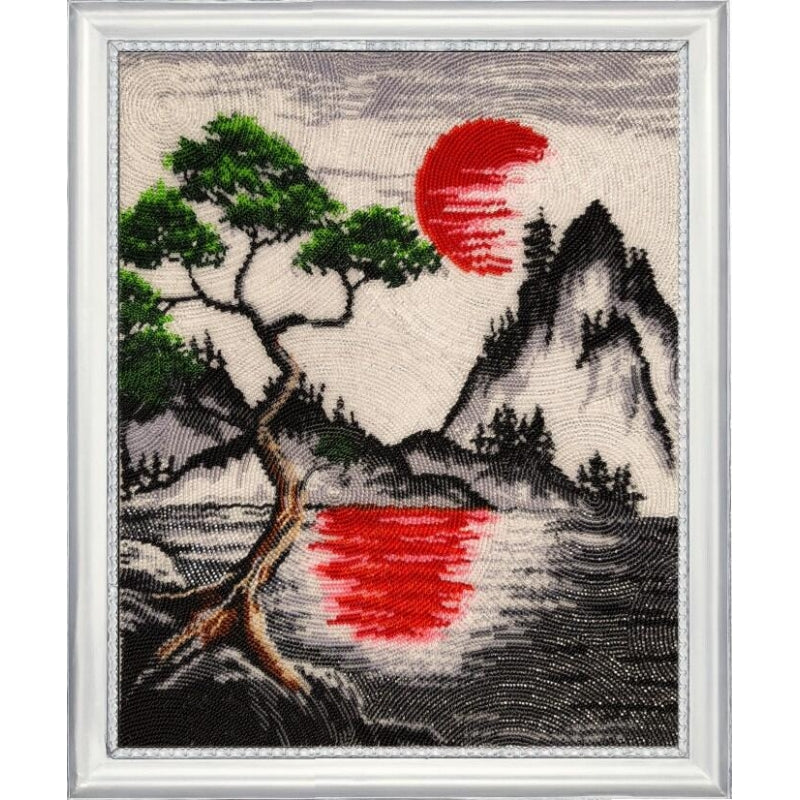 Bead embroidery kit Red sun DIY - DIY-craftkits