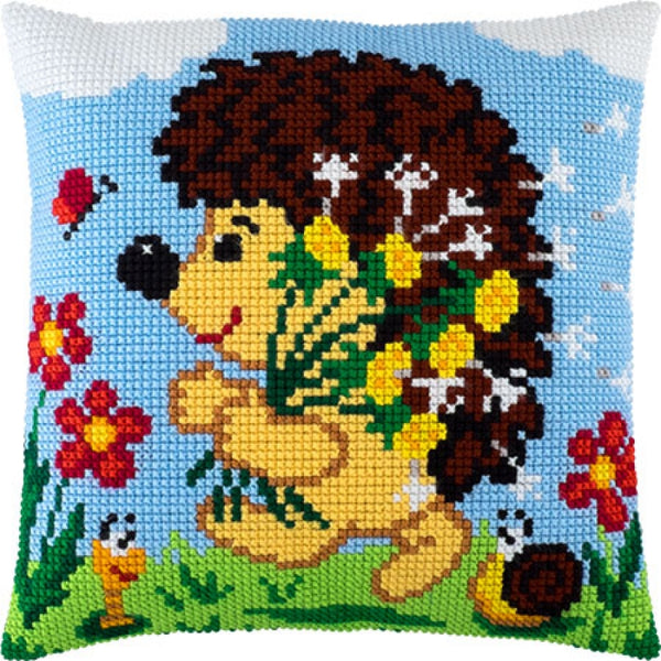 Cross stitch kit Pillow "Hedgehog" DIY Printed canvas - DIY-craftkits