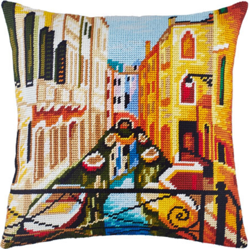 Tapestry Needlepoint pillow kit "Venice" DIY Printed canvas - DIY-craftkits