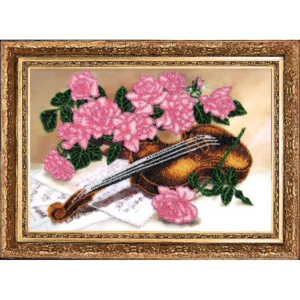 Bead embroidery kit Violin DIY Beadwork Beading Bead stitching - DIY-craftkits