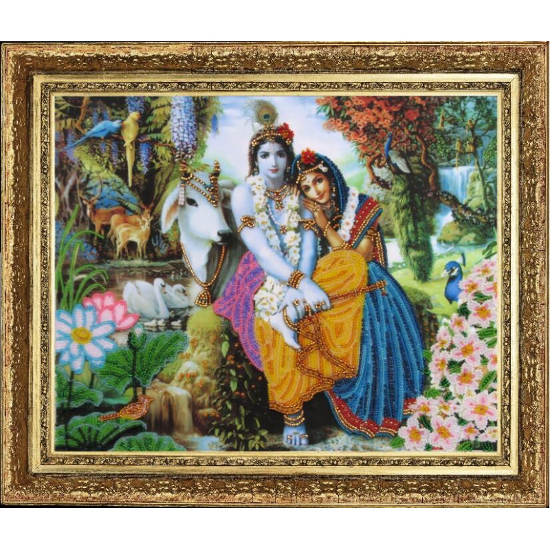 Bead embroidery kit Krishna and Radha DIY Beadwork Beading Bead stitching - DIY-craftkits