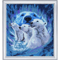 Bead embroidery kit White bears DIY Beadwork Beading Bead stitching - DIY-craftkits