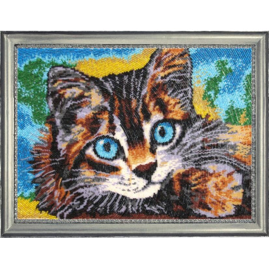 Bead embroidery kit Cat DIY Beadwork Beading Bead stitching - DIY-craftkits