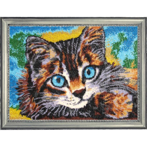 Bead embroidery kit Cat DIY Beadwork Beading Bead stitching - DIY-craftkits