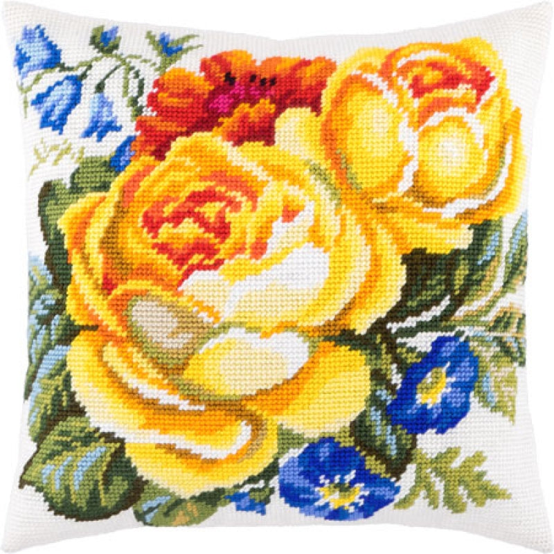 Tapestry Needlepoint pillow kit "Roses" DIY Printed canvas - DIY-craftkits