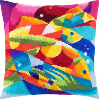 Tapestry Needlepoint pillow kit "Fish" DIY Printed canvas - DIY-craftkits