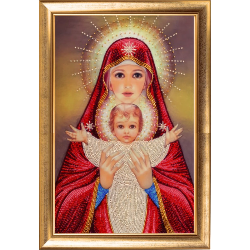 Bead embroidery kit Madonna and child DIY Beadwork Beading Bead stitching - DIY-craftkits