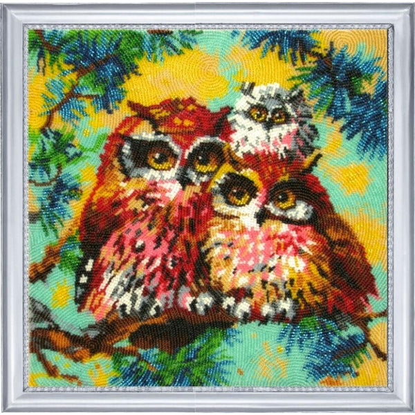 Bead embroidery kit Owls DIY - DIY-craftkits