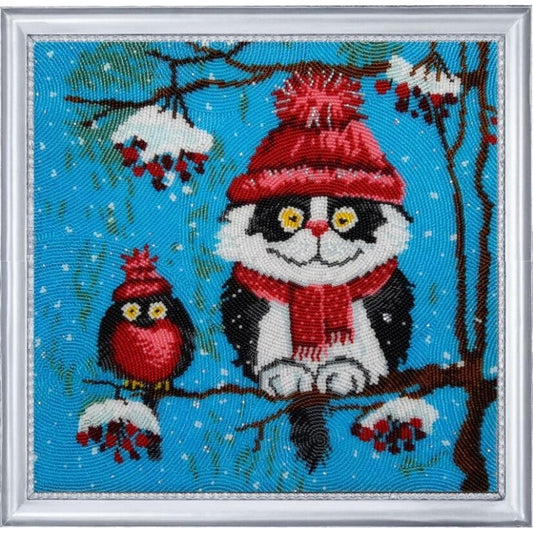 Bead embroidery kit Cat DIY Beadwork Beading Bead stitching - DIY-craftkits