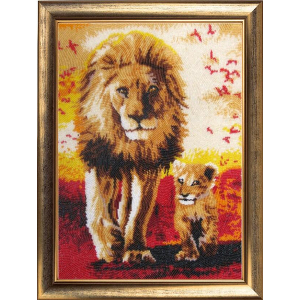 Bead embroidery kit Lions DIY Beadwork Beading Bead stitching - DIY-craftkits