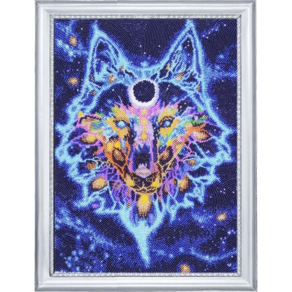 Bead embroidery kit Wolf DIY Beadwork Beading Bead stitching - DIY-craftkits