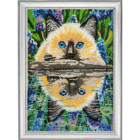 Bead embroidery kit Cat DIY Beadwork Beading Bead stitching - DIY-craftkits