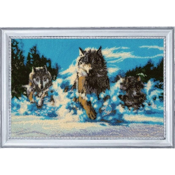 Bead embroidery kit Wolves DIY Beadwork Beading Bead stitching - DIY-craftkits