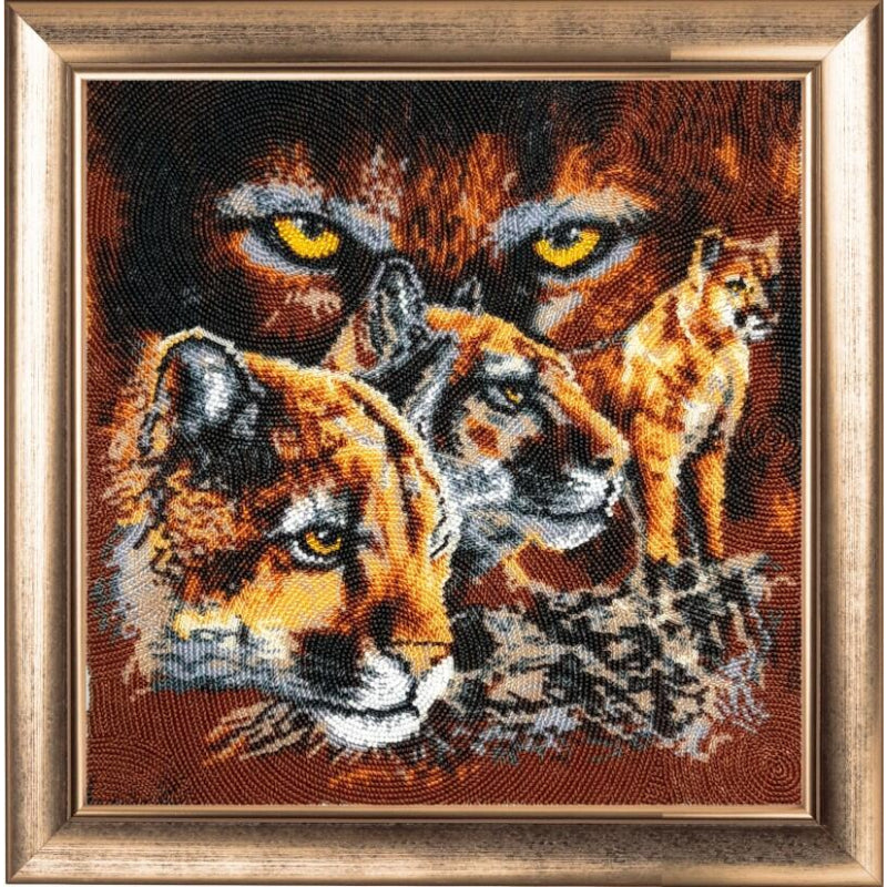 Bead embroidery kit Cougars DIY Beadwork Beading Bead stitching - DIY-craftkits