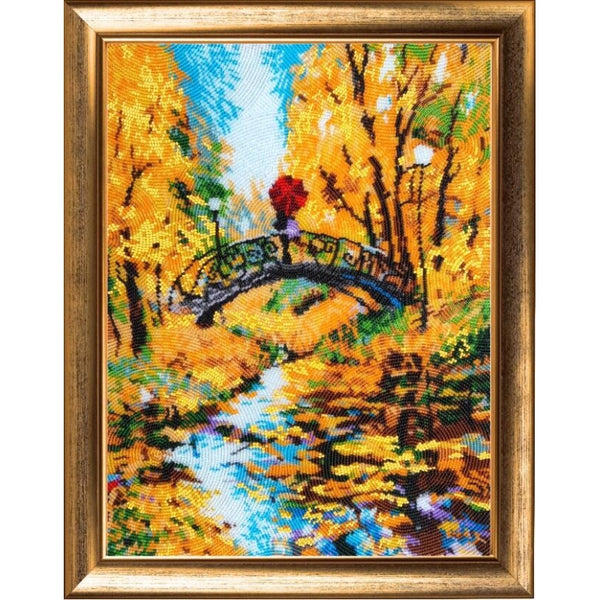 Bead embroidery kit Autumn bridge DIY - DIY-craftkits