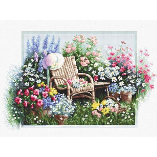 Counted Cross stitch kit Blooming garden Luca-S DIY Unprinted canvas - DIY-craftkits