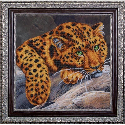 Bead embroidery kit Leopard DIY Beadwork Beading Bead stitching - DIY-craftkits