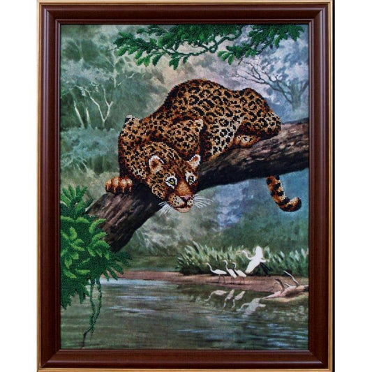 Bead embroidery kit Leopard DIY Beadwork Beading Bead stitching - DIY-craftkits