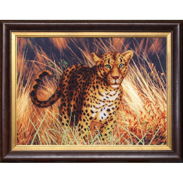 Bead embroidery kit Leopard DIY Beadwork Beading Bead stitching - DIY-craftkits