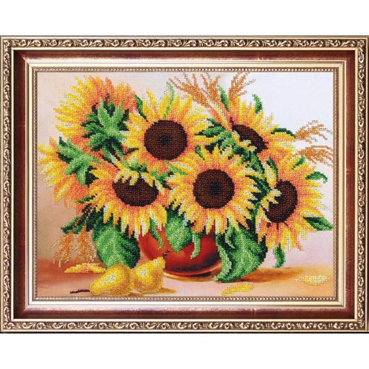 Bead embroidery kit Sunflowers DIY Beadwork Beading Bead stitching - DIY-craftkits