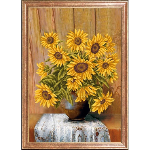 Bead embroidery kit Sunflowers DIY Beadwork Beading Bead stitching - DIY-craftkits