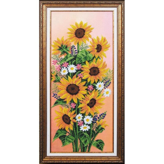 Bead embroidery kit Sunflowers DIY Beadwork Beading Bead stitching - DIY-craftkits