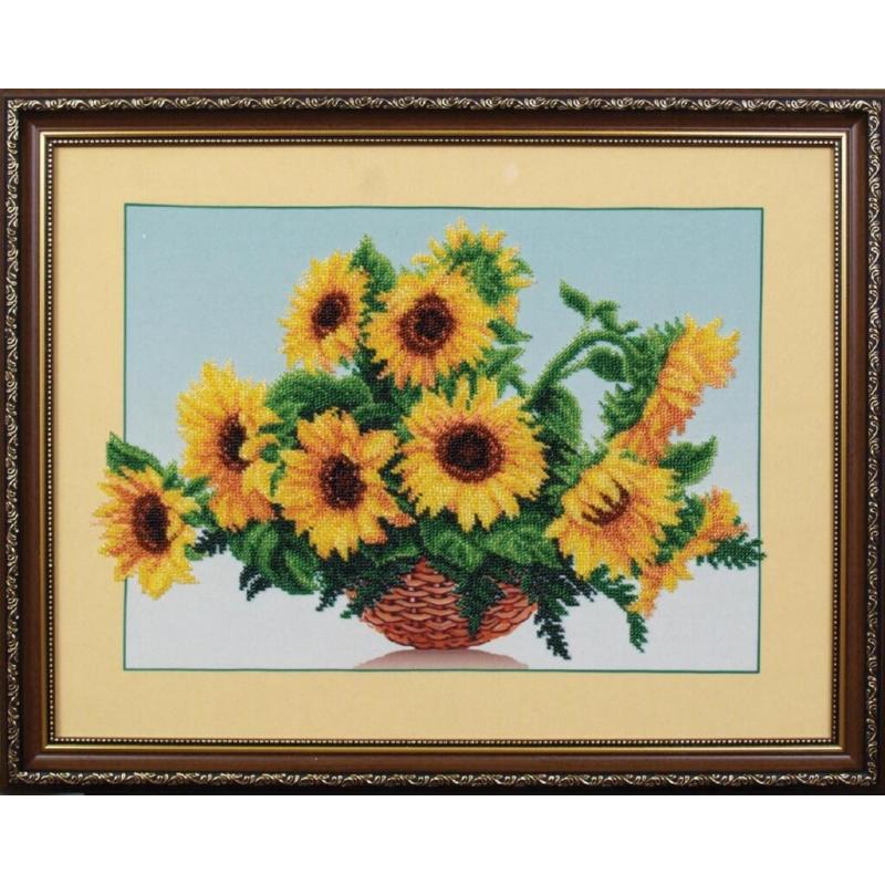 Bead embroidery kit Sunflowers DIY Beadwork Beading Bead stitching - DIY-craftkits