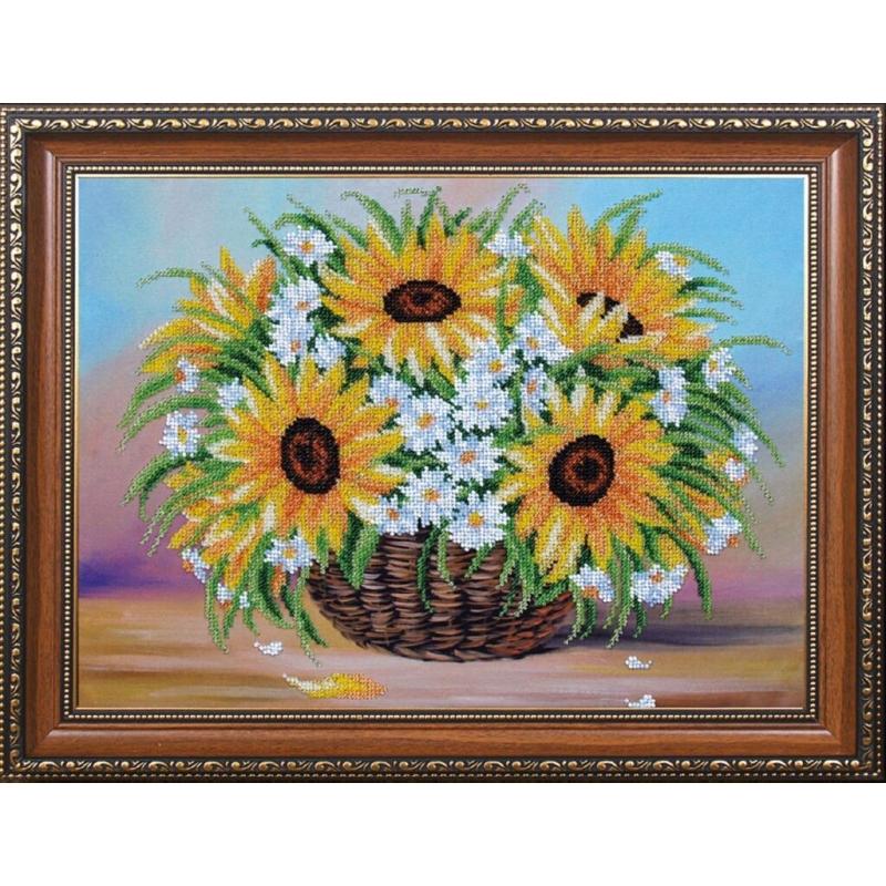 Bead embroidery kit Sunflowers DIY Beadwork Beading Bead stitching - DIY-craftkits