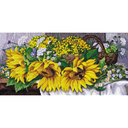 Counted Cross stitch kit Sunflowers DIY Unprinted canvas - DIY-craftkits