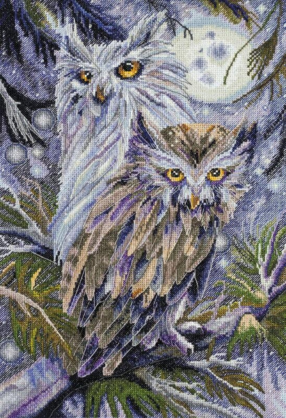 Counted Cross stitch kit Owls DIY Unprinted canvas - DIY-craftkits