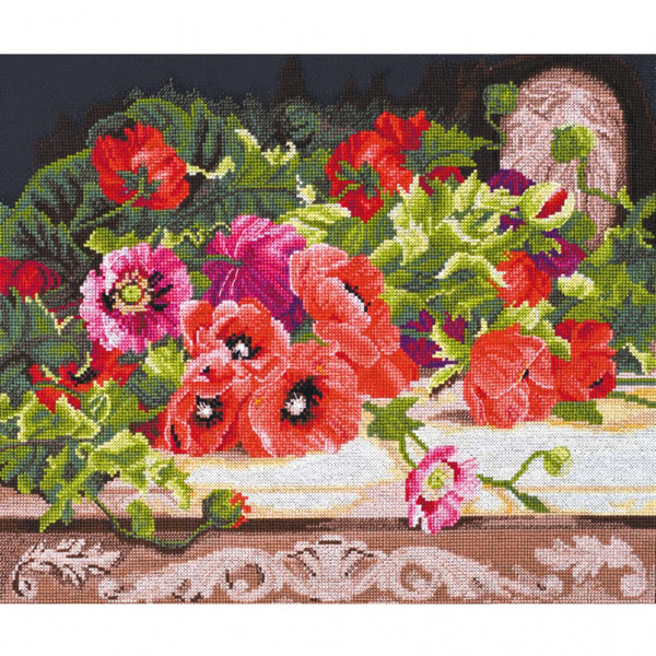 Counted Cross stitch kit Poppies DIY Unprinted canvas - DIY-craftkits