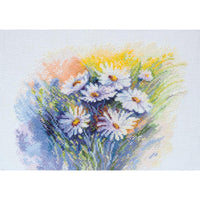 Counted Cross stitch kit Watercolor daisies DIY Unprinted canvas - DIY-craftkits