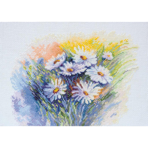 Counted Cross stitch kit Watercolor daisies DIY Unprinted canvas - DIY-craftkits