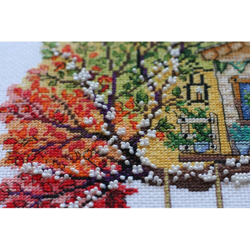 Counted Cross stitch kit Cat house DIY Unprinted canvas - DIY-craftkits