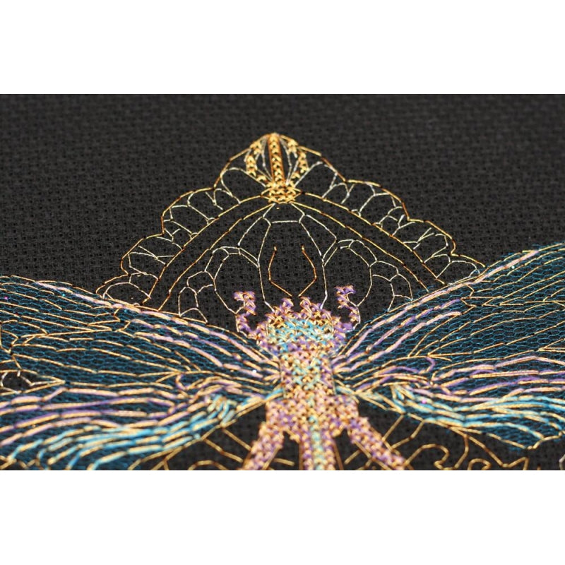 Counted Cross stitch kit Golden dragonfly DIY Unprinted canvas - DIY-craftkits