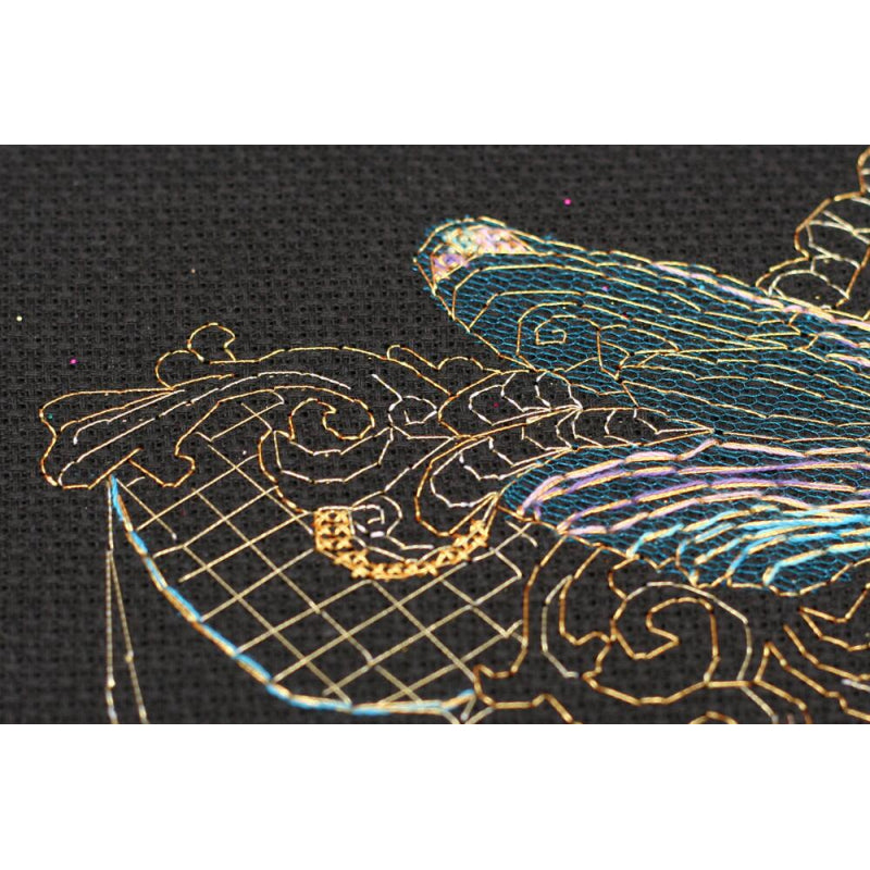 Counted Cross stitch kit Golden dragonfly DIY Unprinted canvas - DIY-craftkits