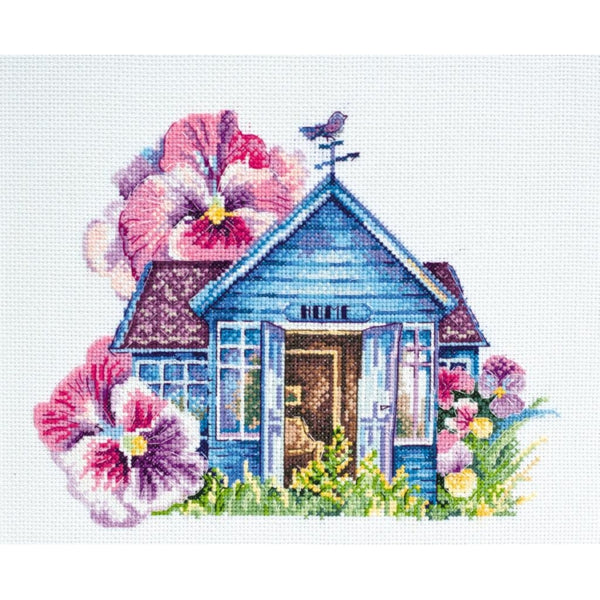 Counted Cross stitch kit Violet house DIY Unprinted canvas - DIY-craftkits